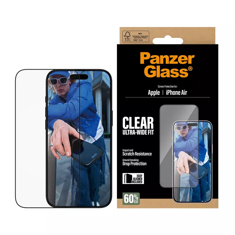 PanzerGlass® ekrano apsauga iPhone Air | Ultra-Wide Fit su EasyAligner
