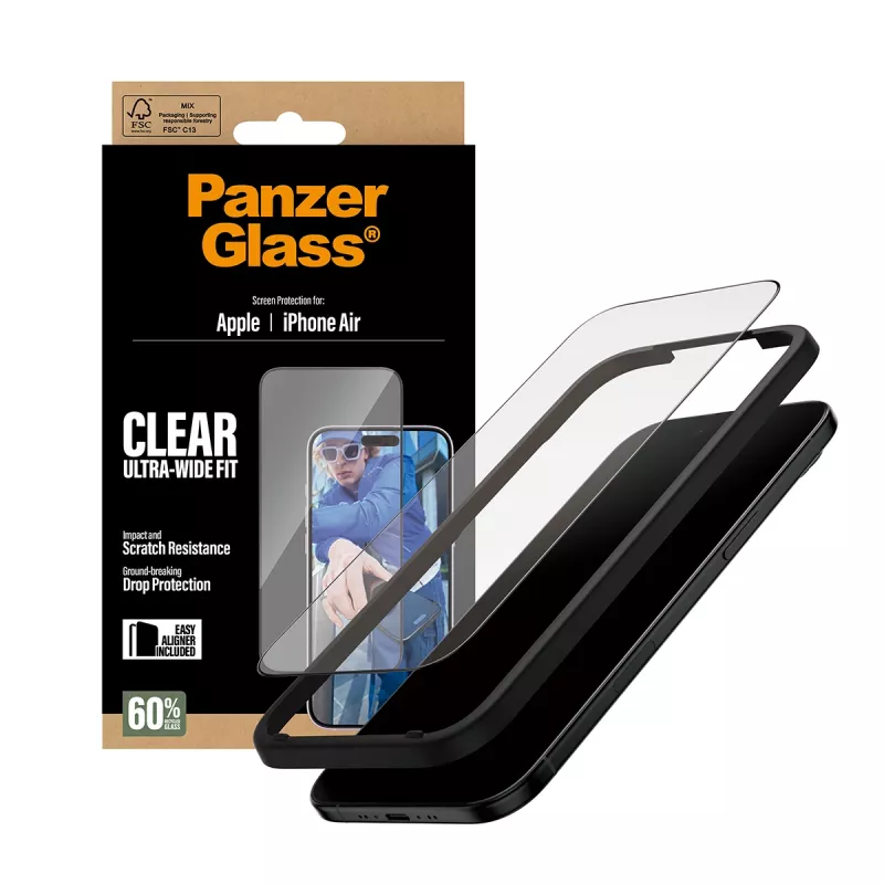 PanzerGlass® ekrano apsauga iPhone Air | Ultra-Wide Fit su EasyAligner