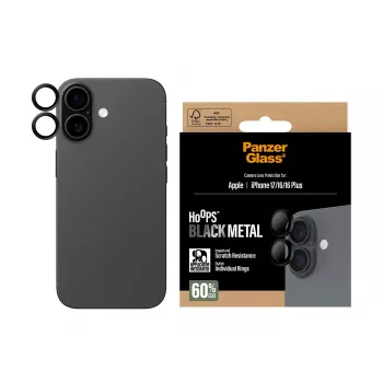 PanzerGlass Hoops® kameros lęšių apsauga juoda iPhone 17 | iPhone 16 | 16 Plus