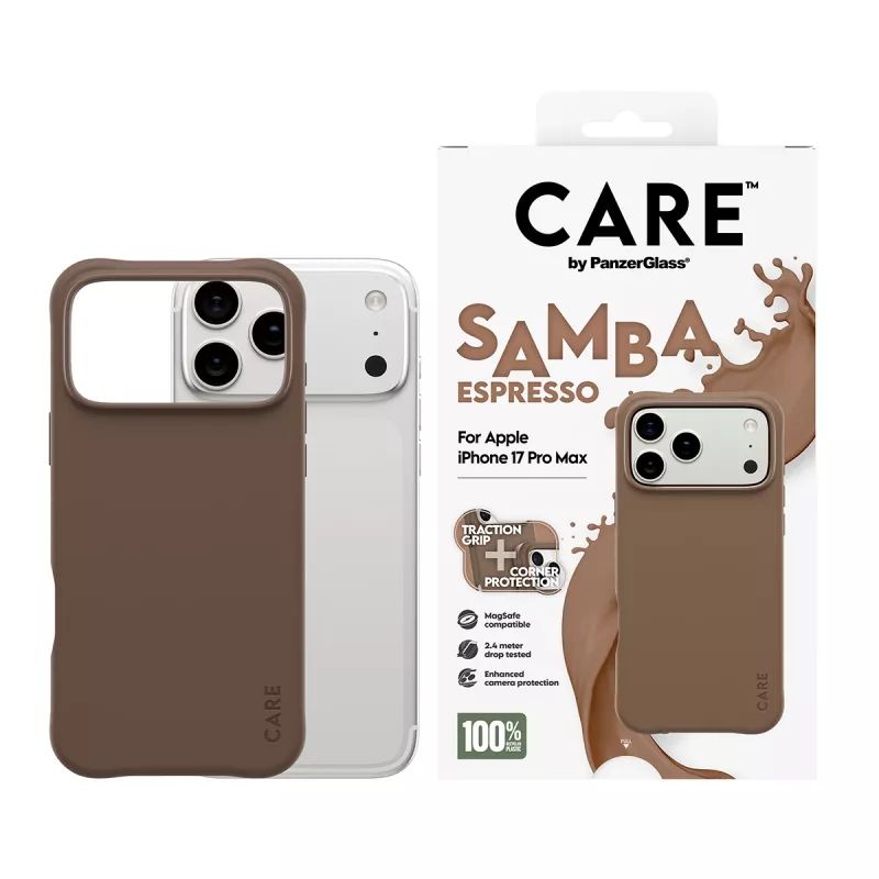 PanzerGlass CARE™ by ® Samba Case Espresso su MagSafe, iPhone 17 Pro Max