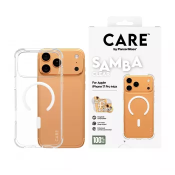 PanzerGlass CARE™ by ® Samba dėklas permatomas su balta spalva MagSafe, skirtas iPhone 17 Pro Max
