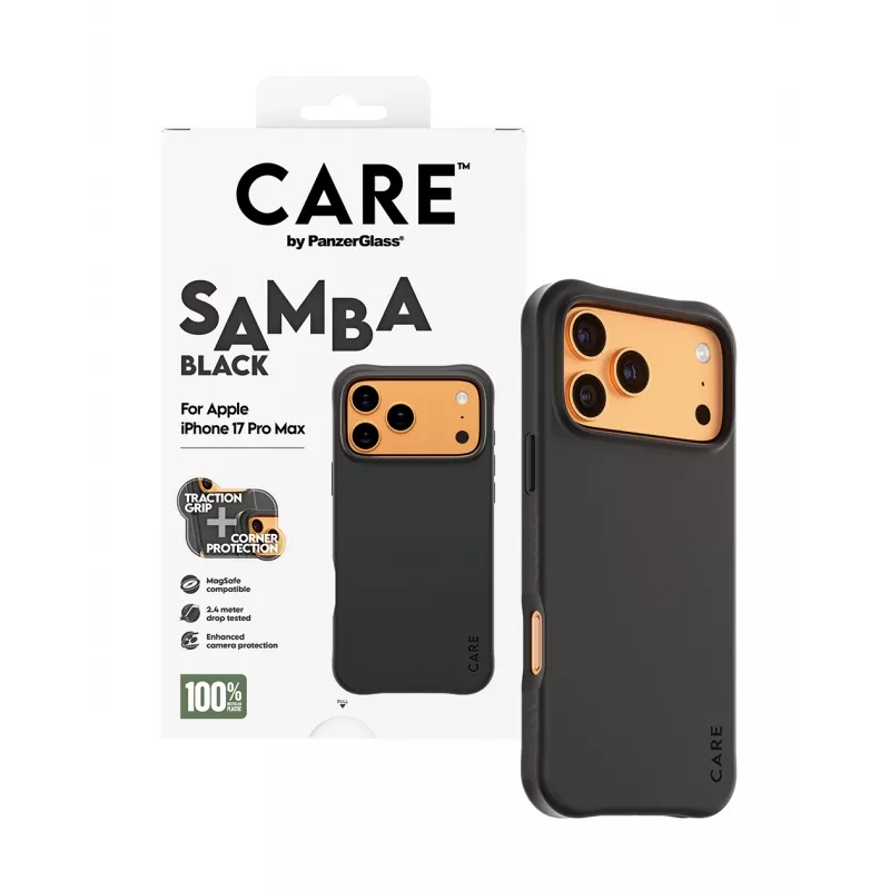 PanzerGlass CARE™ by ® Samba dėklas Black su MagSafe, skirtas iPhone 17 Pro Max