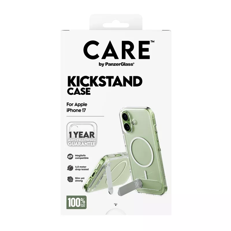 Dėklas PanzerGlass CARE by Feature Case Skaidrus su Atramėle ir MagSafe iPhone 17