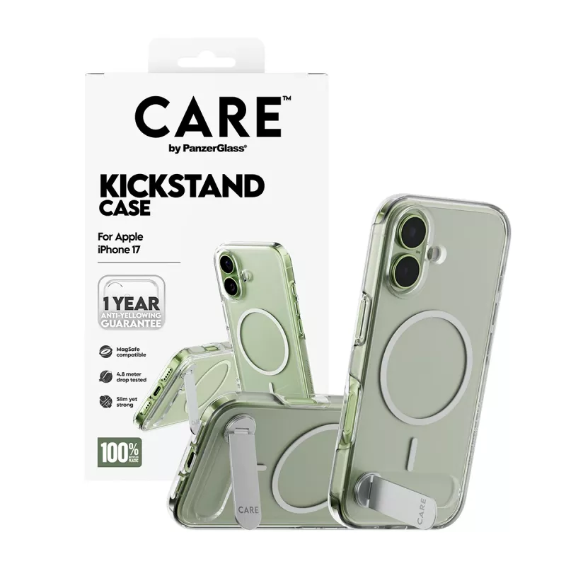 Dėklas PanzerGlass CARE by Feature Case Skaidrus su Atramėle ir MagSafe iPhone 17