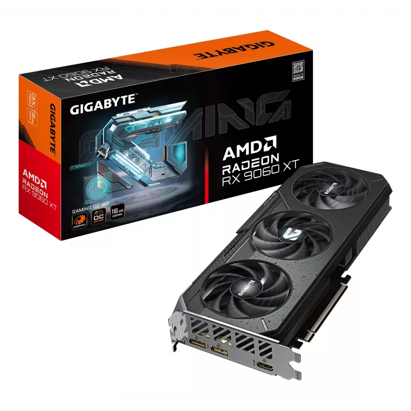 GIGABYTE Radeon RX 9060 XT GAMING OC 16G vaizdo plokštė – 16 GB GDDR6, 128 bit, PCI-E 5.0, 3320 MHz, 2x DisplayPort, 1x HDMI, GV-R9060XTGAMING OC-16GD