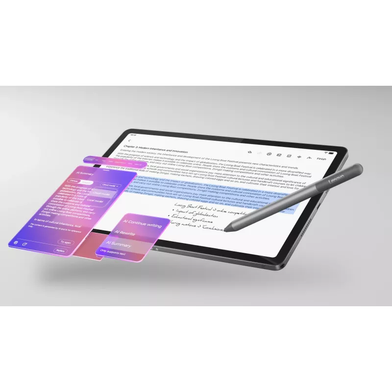 Lenovo Idea Tab planšetinis kompiuteris, 27,9 cm (11 colių) ekranas, MediaTek, 128 GB, 8 GB RAM, Wi-Fi 5, Android 15, pilka