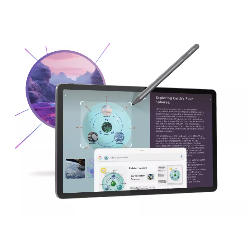 Lenovo Idea Tab planšetinis kompiuteris, 27,9 cm (11 colių) ekranas, MediaTek, 128 GB, 8 GB RAM, Wi-Fi 5, Android 15, pilka