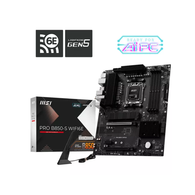 MSI PRO B850-S WIFI6E pagrindinė plokštė AMD B850 Socket AM5 ATX