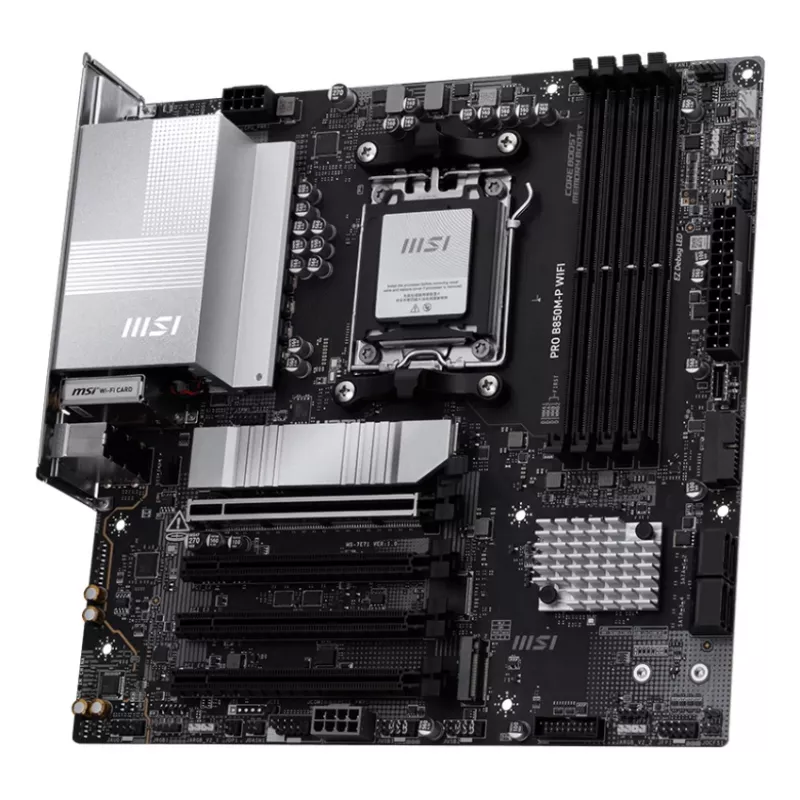 Motininė plokštė MSI PRO B850M-P WIFI micro ATX, AMD B850, Socket AM5, 4×DDR5 DIMM, 3×M.2, Wi‑Fi 7, 5Gb LAN