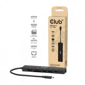 CLUB3D CSV-2553 USB Type-C 7-in-1 stotelė su HDMI, RJ45, SD ir 5000 Mbit/s