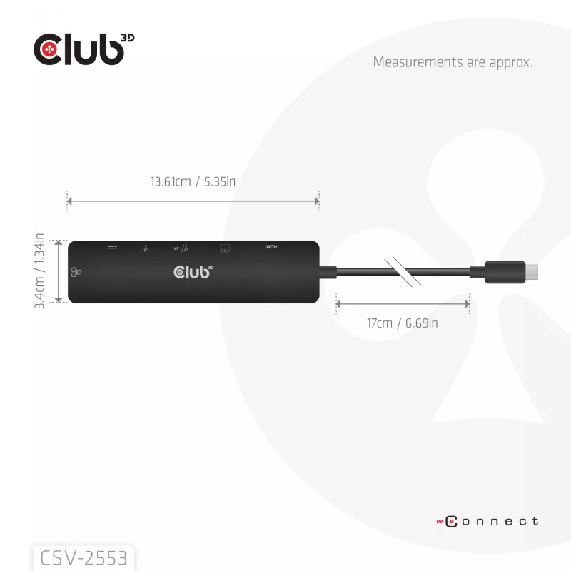 CLUB3D CSV-2553 USB Type-C 7-in-1 stotelė su HDMI, RJ45, SD ir 5000 Mbit/s