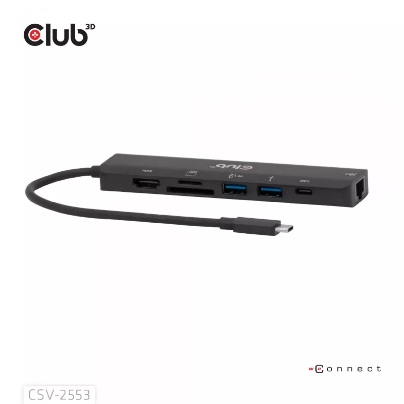 CLUB3D CSV-2553 USB Type-C 7-in-1 stotelė su HDMI, RJ45, SD ir 5000 Mbit/s