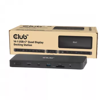 CLUB 3D 14-1 USB-C Quad Display USB4 doko stotelė su 2× USB 2.0 prievadais