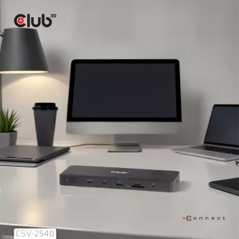 CLUB 3D 14-1 USB-C Quad Display USB4 doko stotelė su 2× USB 2.0 prievadais