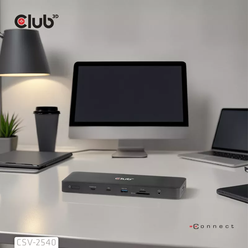CLUB 3D 14-1 USB-C Quad Display USB4 doko stotelė su 2× USB 2.0 prievadais