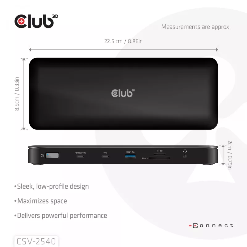 CLUB 3D 14-1 USB-C Quad Display USB4 doko stotelė su 2× USB 2.0 prievadais