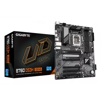 GIGABYTE B760 DS3H GEN5 pagrindinė plokštė – palaiko Intel Core 14-osios kartos procesorius, 8+2+1 fazių skaitmeninis VRM, iki 5600MHz DDR5, 2xPCIe 4.0 M.2, 1GbE LAN, USB 3.2 Gen 2x2