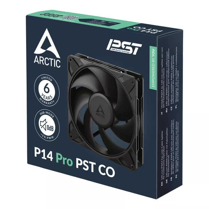 ARCTIC P14 Pro PST CO 140 mm PWM ventiliatorius su kabelio dalikliu nuolatiniam darbui