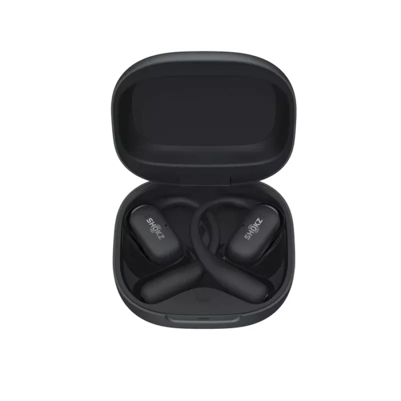 SHOKZ OpenFit 2+ belaidės ausinės, kabinamos ant ausies, skirtos skambučiams ir muzikai, juodos