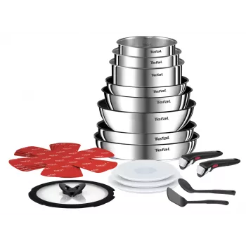 Puodų rinkinys Tefal Ingenio L897SJ04 20 vnt – nerūdijantis plienas, nelipni danga, 5 keptuvės, 3 puodai, wok, 4 dangčiai