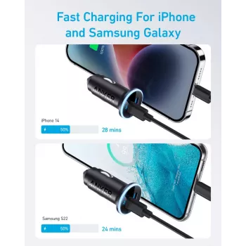 ANKE 325 automobilinis įkroviklis su USB-C PD ir USB-A, 53 W, PPS