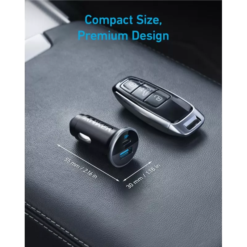 ANKE 325 automobilinis įkroviklis su USB-C PD ir USB-A, 53 W, PPS