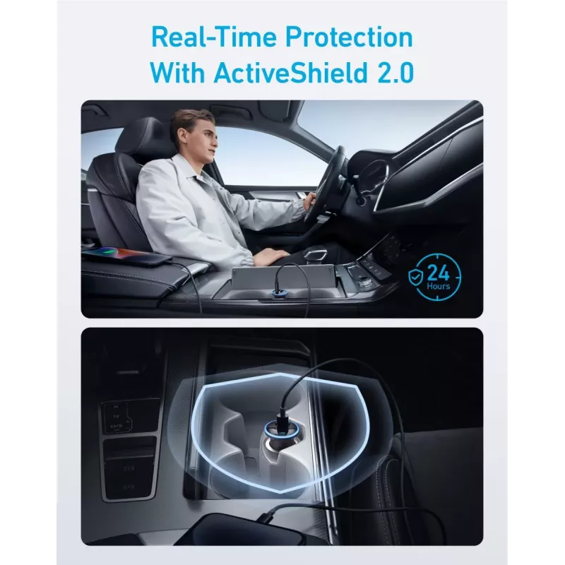 ANKE 325 automobilinis įkroviklis su USB-C PD ir USB-A, 53 W, PPS