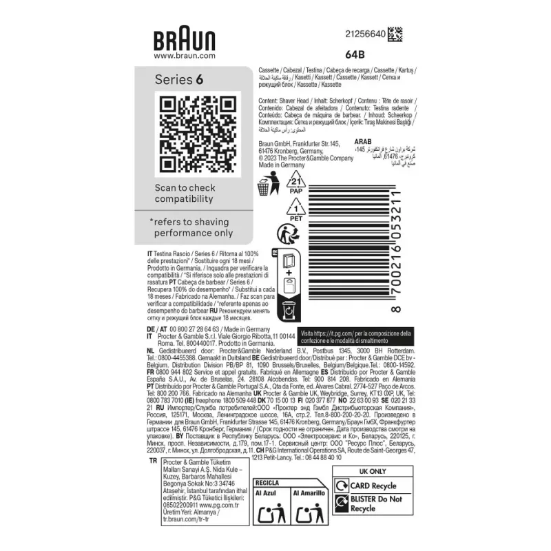 Braun Series 6 Skustuvo galvutės keitimo komplektas