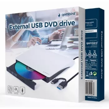GEMBIRD Išorinis USB DVD įrenginys, juodai baltas