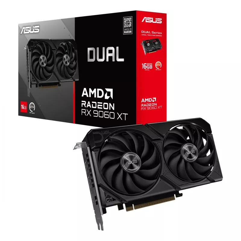 Vaizdo plokštė ASUS Dual Radeon RX 9060 XT 16 GB GDDR6, 128 bitų, PCIe 5.0, 2 ventiliatoriai
