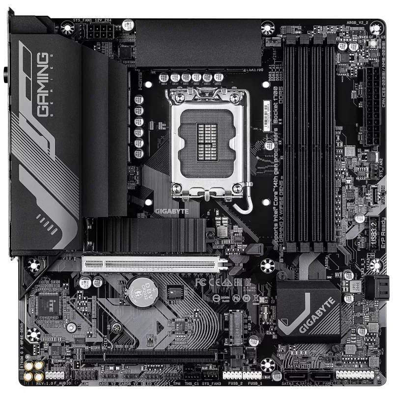 GIGABYTE B760M GAMING X WIFI6E GEN5 Micro ATX motininė plokštė, LGA1700, B760, DDR5 iki 5600MHz, 4 DIMM, 2x PCIe 4.0 M.2, Wi‑Fi 6E, 2.5GbE