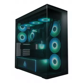 ARCTIC Xtender (Juoda) Premium E-ATX PC korpusas, Midi bokštas, Juoda, EATX, Metalas, Grūdintas stiklas, Žaidimams
