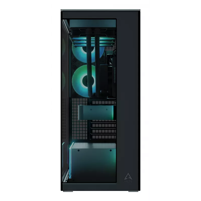 ARCTIC Xtender (Juoda) Premium E-ATX PC korpusas, Midi bokštas, Juoda, EATX, Metalas, Grūdintas stiklas, Žaidimams