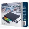 Vidinis DVD±RW įrenginys Gembird DVD-USB-031 — USB Type-C, 24x CD / 8x DVD, priekinis įdėjimas, juodas, 140×18×140 mm