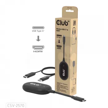 CLUB3D belaidis USB-C į HDMI siųstuvas-imtuvas, 1920 x 1080 pikselių, juodas
