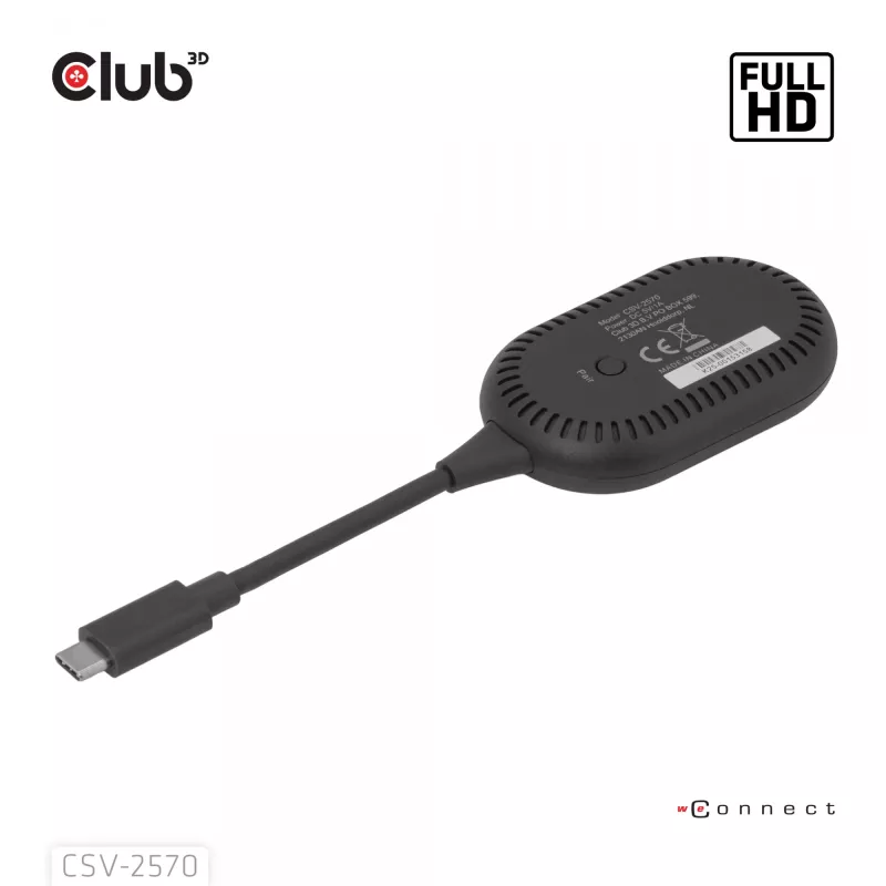CLUB3D belaidis USB-C į HDMI siųstuvas-imtuvas, 1920 x 1080 pikselių, juodas