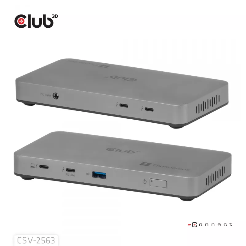 CLUB3D CSV-2563 5-1 Thunderbolt™ 5 Hub triguba vaizdo išvestis 5K60Hz Thunderbolt™ Share sertifikuotas 180W