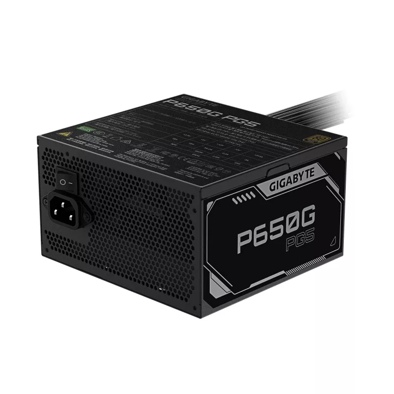 Maitinimo blokas GIGABYTE P650G PCIE 5.1 – 650 W, 80 PLUS Gold, 120 mm ventiliatorius, ATX 3.1, EU kištukas