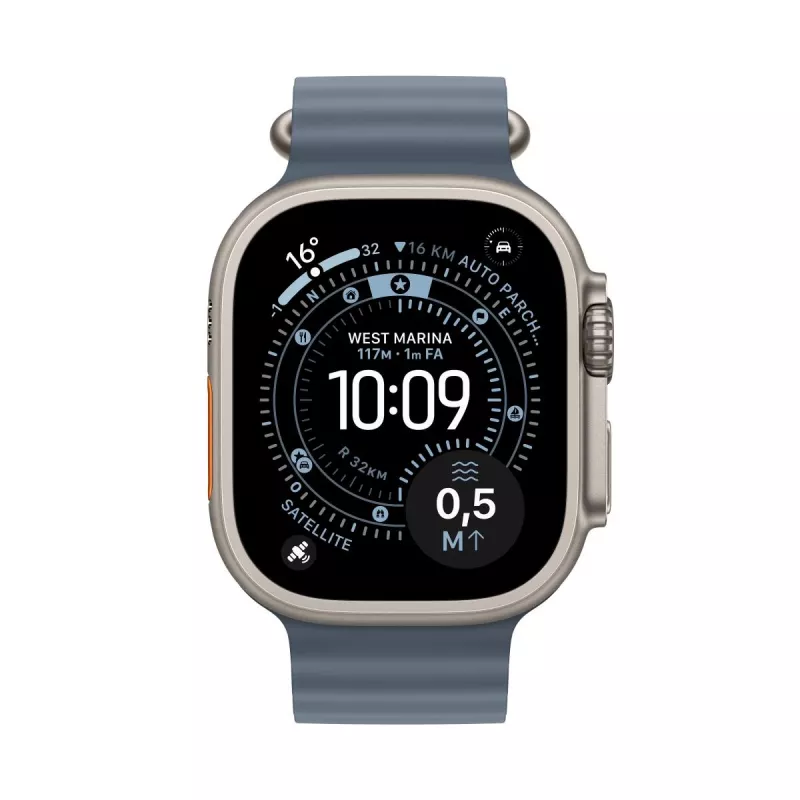 APPLE Watch Ultra 3 (2025) LTE 49 mm titaninis korpusas su Ocean Blue apyranke – mėlyna