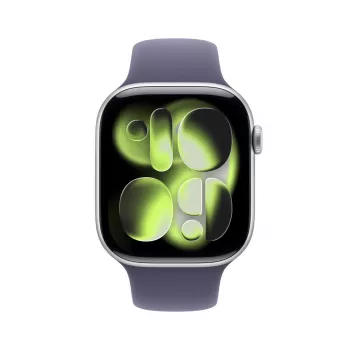 APPLE Watch Series 11 GPS 46mm sidabrinis aliuminio korpusas su Purple Fog Sport apyranke S/M