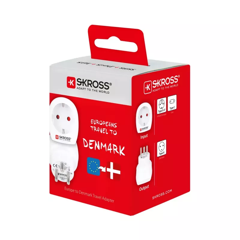 Kištukinis adapteris C tipo Europlug į Danijos K tipą SKROSS 1.500232-E