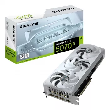 GIGABYTE GeForce RTX 5070 Ti EAGLE OC ICE SFF 16G vaizdo plokštė – 16 GB GDDR7, 256 bit, PCI-E 5.0, 2542 MHz, 3x DP 2.1a, 1x HDMI 2.1b, NVIDIA DLSS 4
