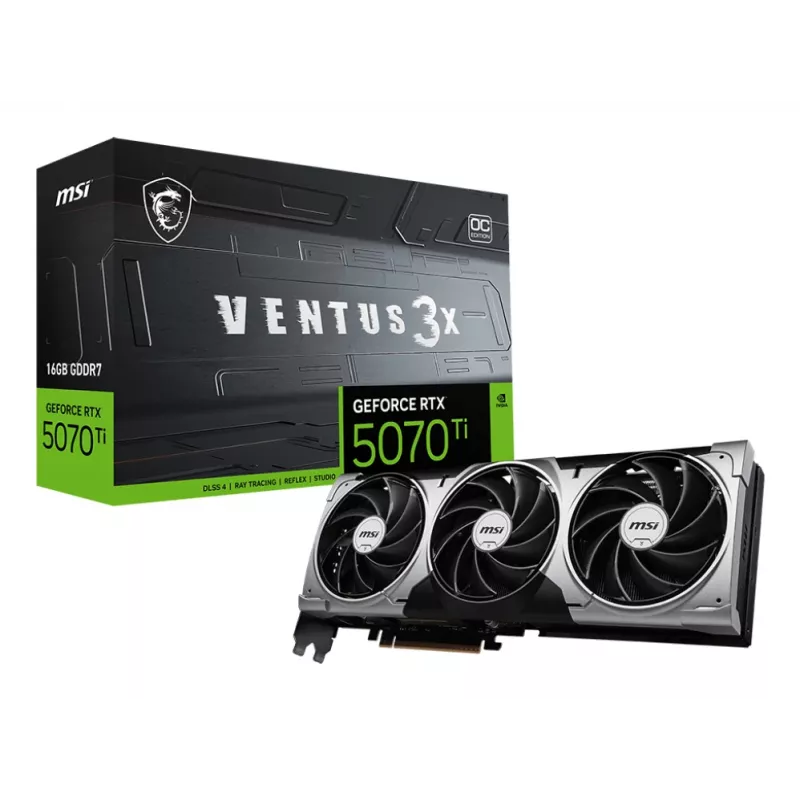 MSI GeForce RTX 5070 Ti 16G VENTUS 3X OC vaizdo plokštė, 16 GB GDDR7
