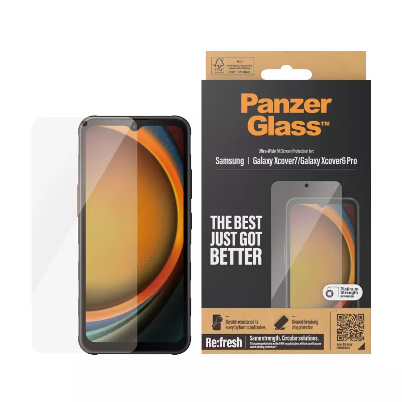 PanzerGlass ® apsauginis stiklas Samsung Galaxy Xcover7 | Xcover6 Pro | Ultra-Wide Fit