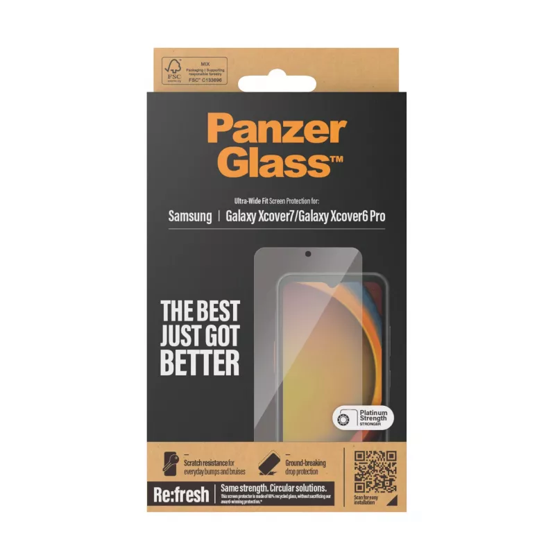 PanzerGlass ® apsauginis stiklas Samsung Galaxy Xcover7 | Xcover6 Pro | Ultra-Wide Fit