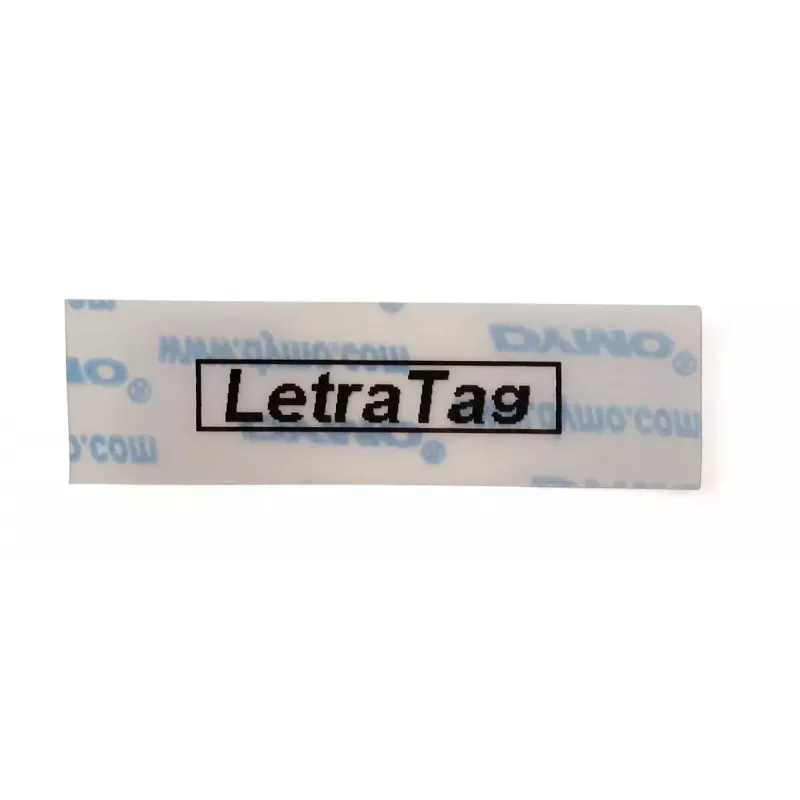 DYMO LetraTag lipnios etiketės, 12 mm x 4 m, skaidrios, su juodu tekstu