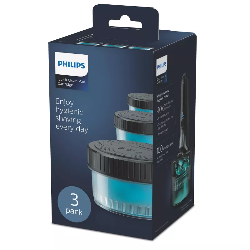 „Philips Quick Clean Pod“ kasetė CC13/50 3 vnt. valymo kasetės elektrinių skustuvų galvutėms