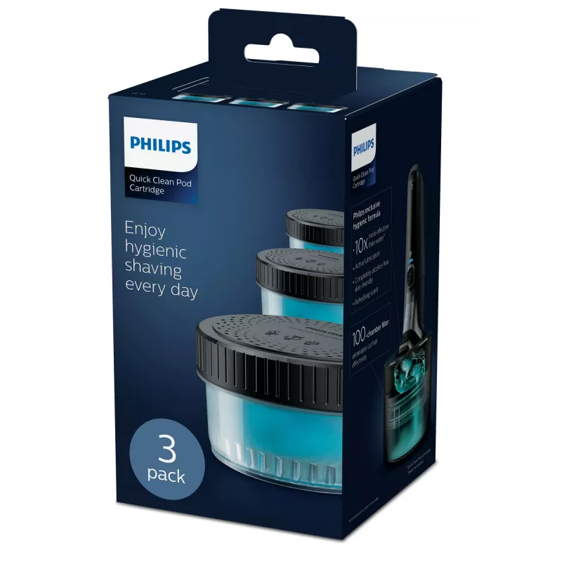 „Philips Quick Clean Pod“ kasetė CC13/50 3 vnt. valymo kasetės elektrinių skustuvų galvutėms