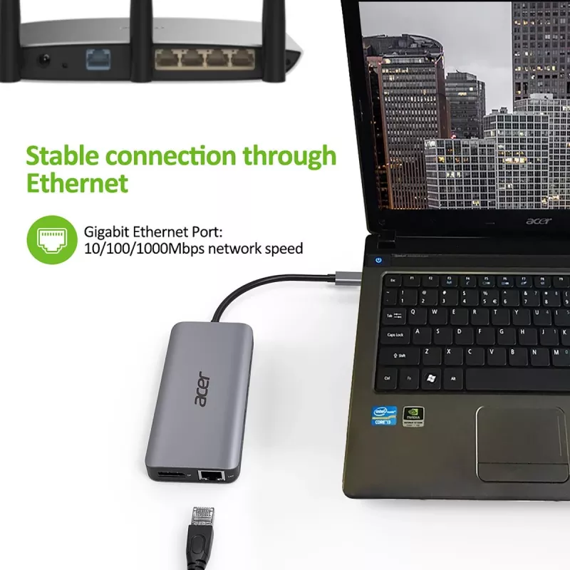ACER 12in1 USB Type C adapteris sidabrinis