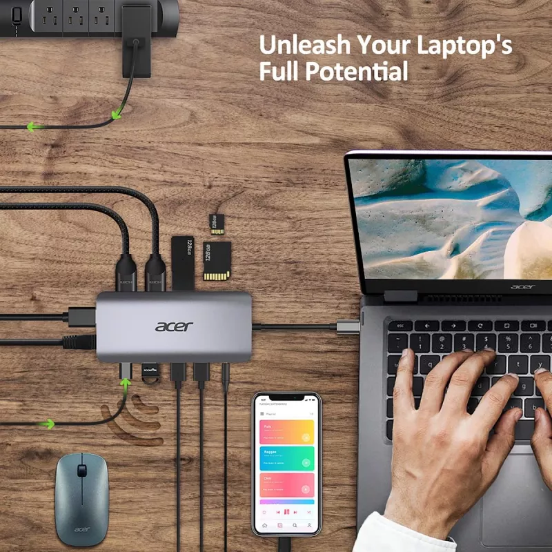 ACER 12in1 USB Type C adapteris sidabrinis